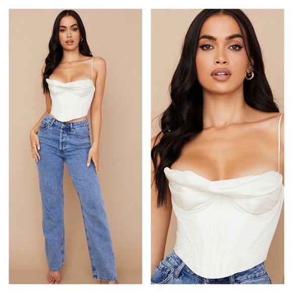 House of CB Bea Ivory Draped Corset Tank - Size XS - Picture 1 of 7